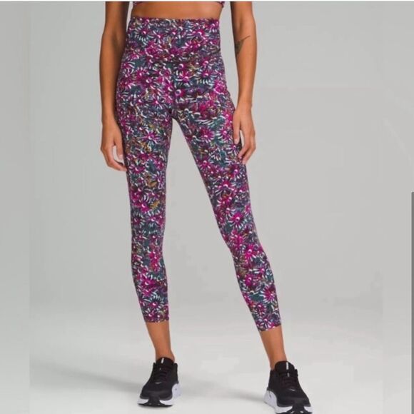 Lululemon Base Pace High Rise Floral Tight Legging Pink Purple 8 FLAW - Picture 5 of 14